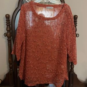 Orange with cream and black accents Tunic